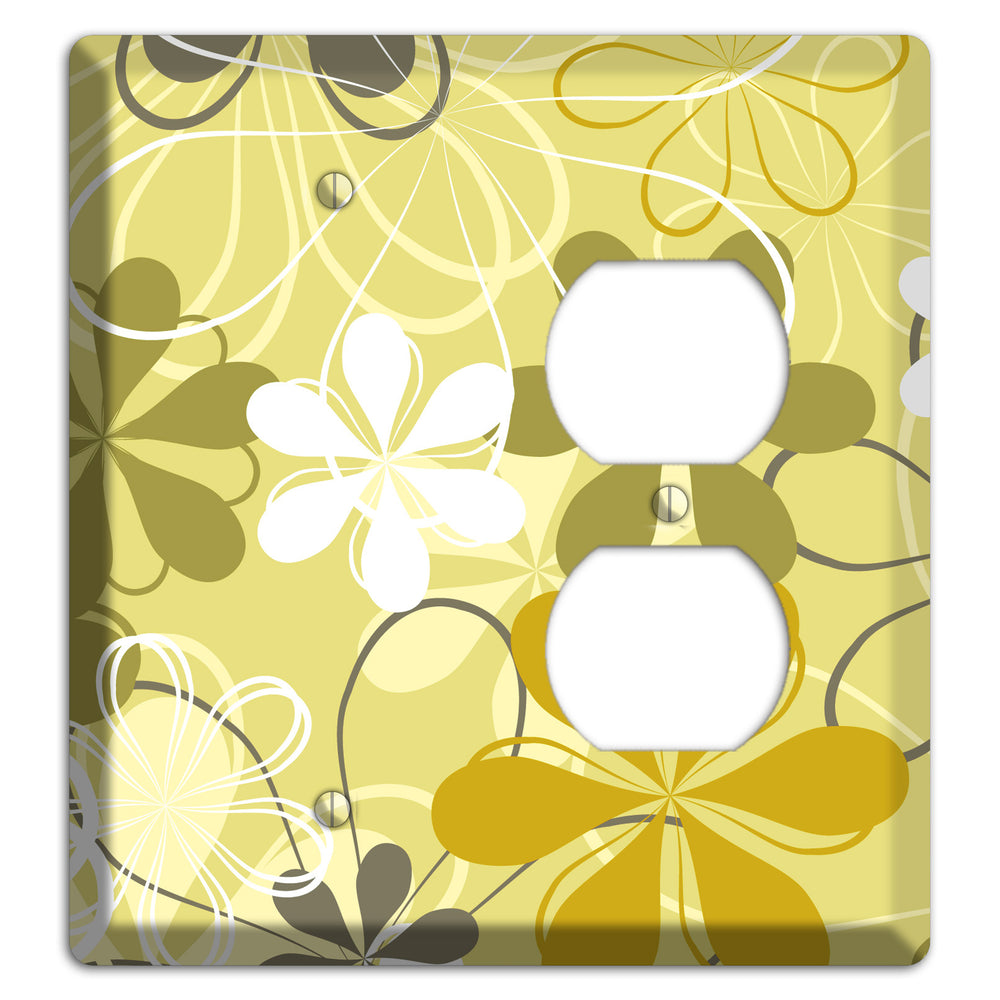 Olive Retro Flowers Blank / Duplex Wallplate
