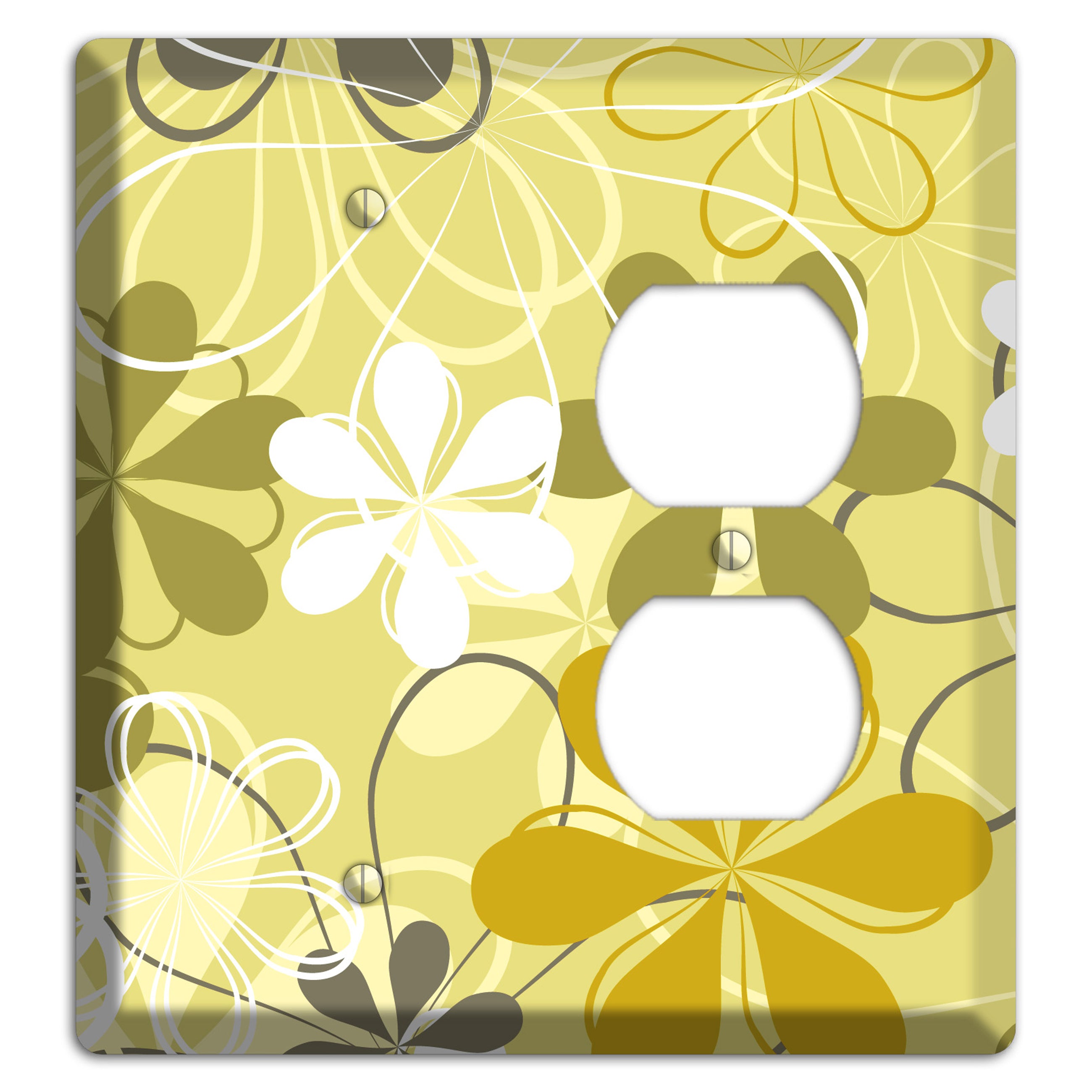 Olive Retro Flowers Blank / Duplex Wallplate