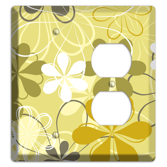Olive Retro Flowers Blank / Duplex Wallplate