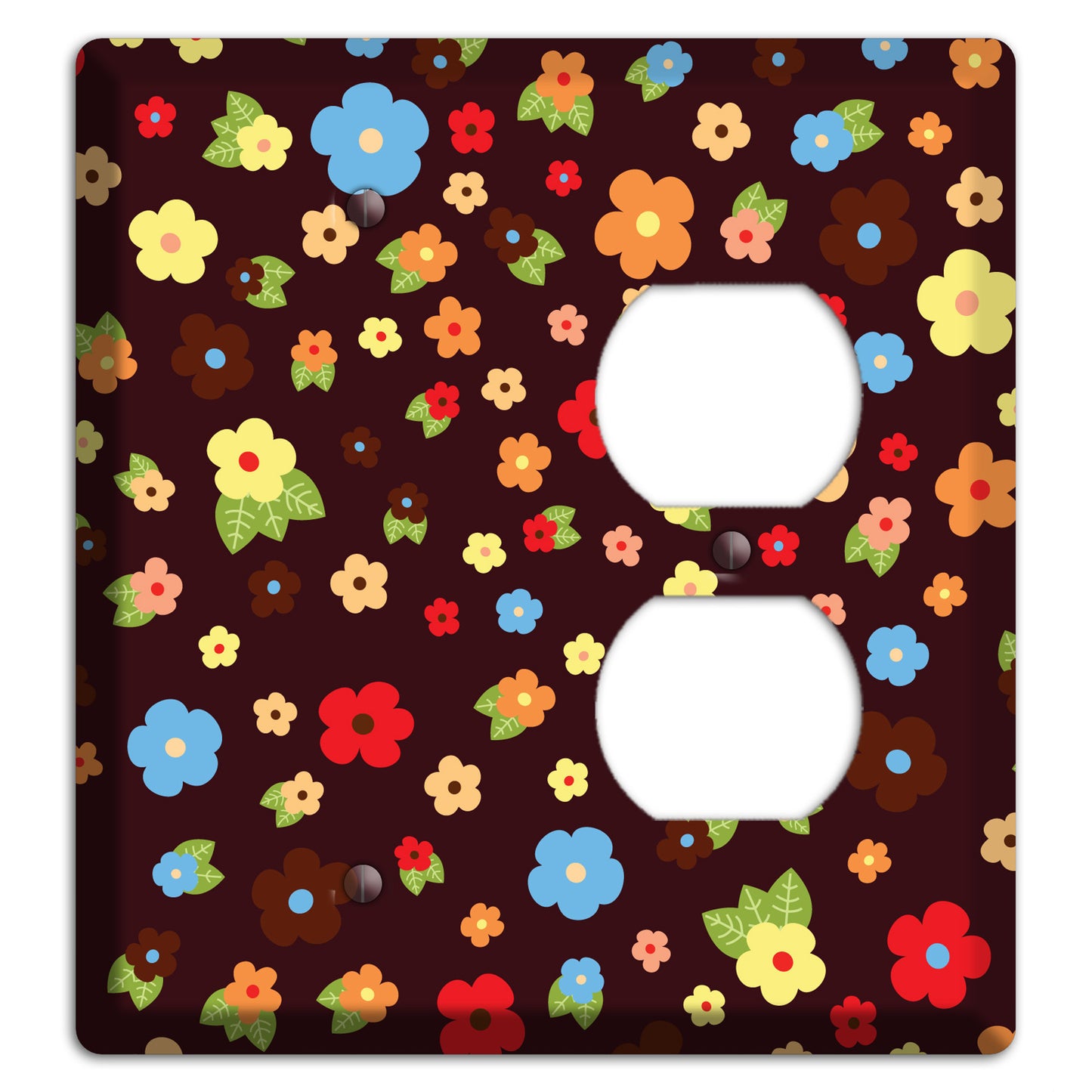 Brown Tiny Delicate Flowers Blank / Duplex Wallplate