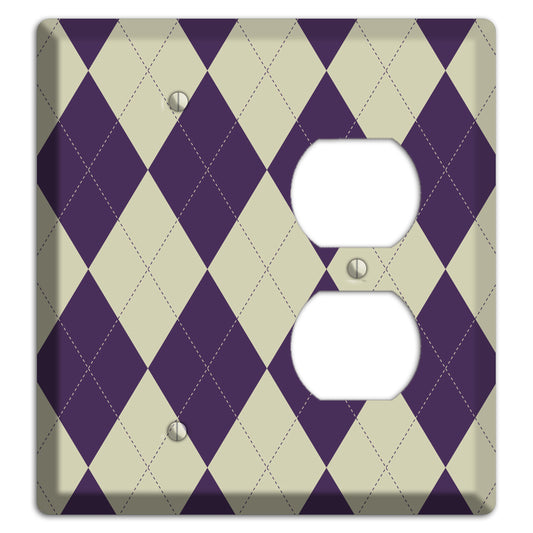 Purple and Tan Argyle Blank / Duplex Wallplate