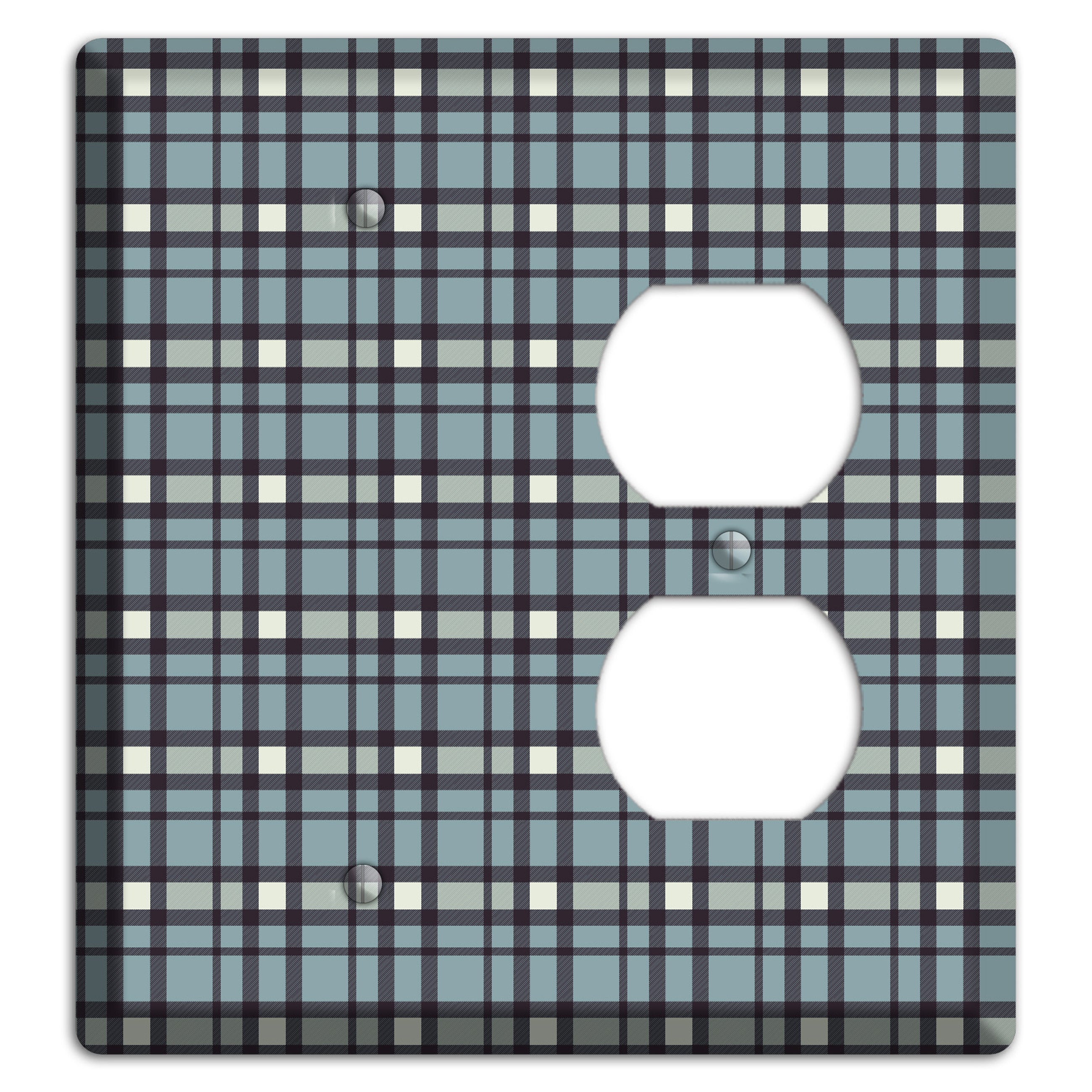 Dusty Blue Plaid Blank / Duplex Wallplate