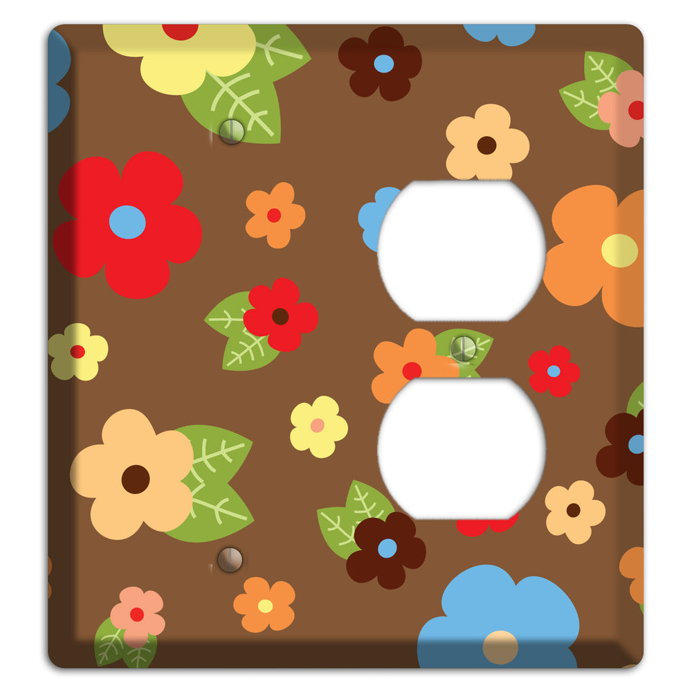 Brown Delicate Flowers Blank / Duplex Wallplate