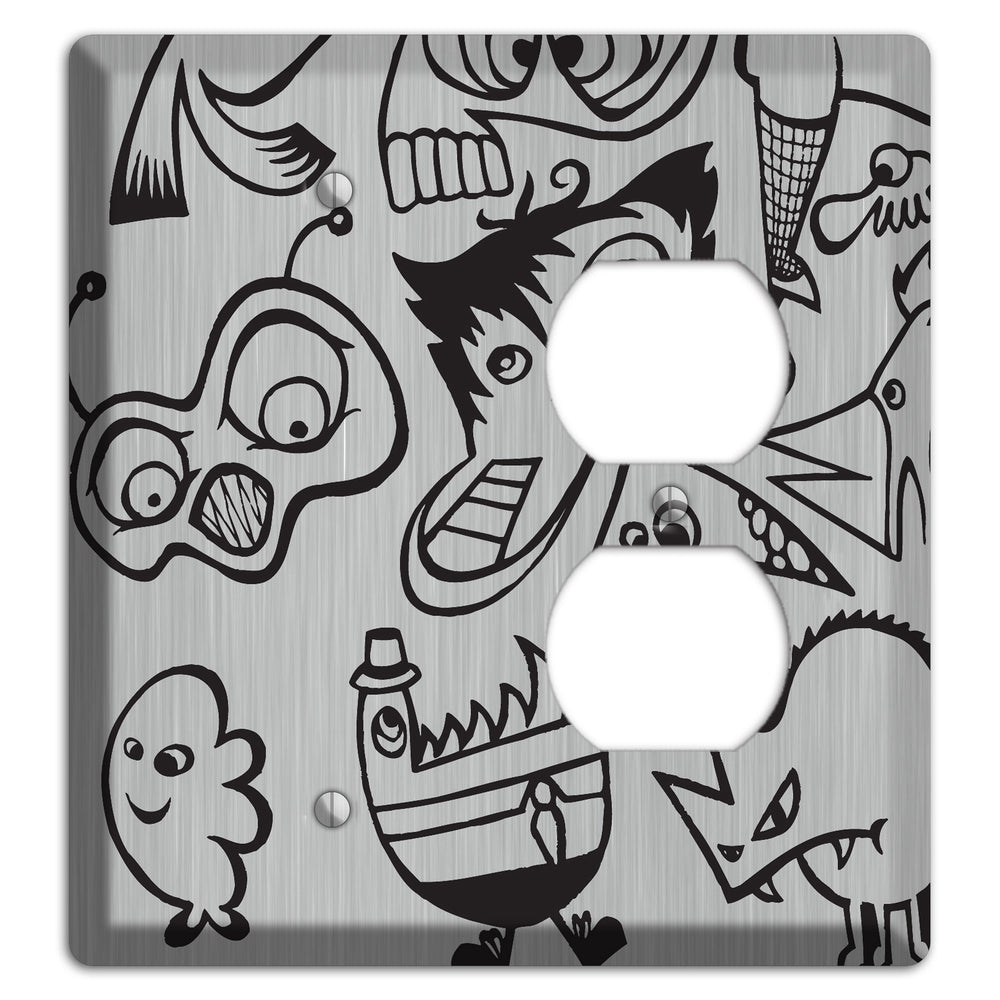 Whimsical Faces 3 Stainless Steel Blank / Duplex Wallplate