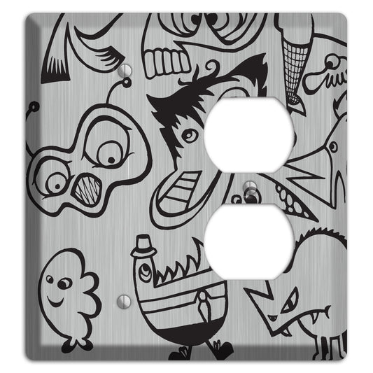 Whimsical Faces 3  Stainless Blank / Duplex Wallplate