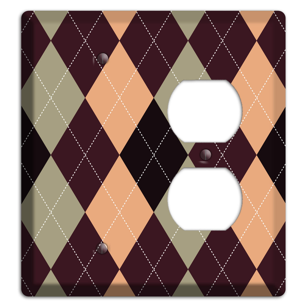 Beige and Brown Argyle Blank / Duplex Wallplate