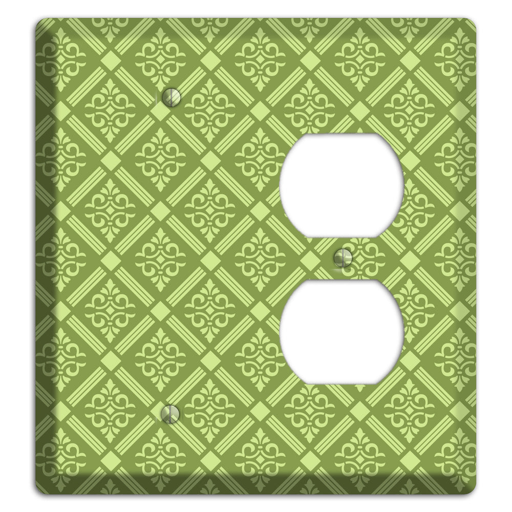 Green Damask diamonds Blank / Duplex Wallplate