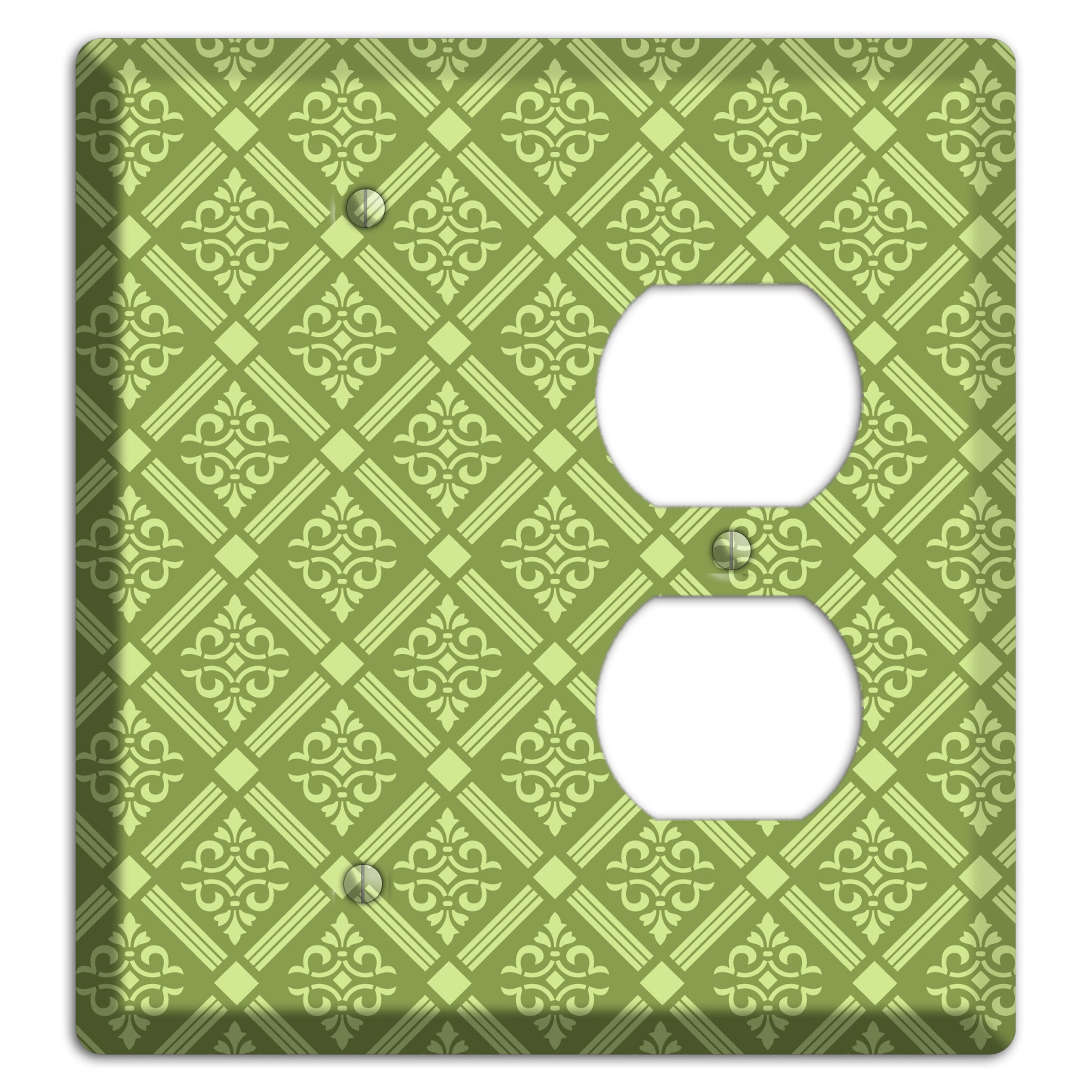 Green Damask diamonds Blank / Duplex Wallplate