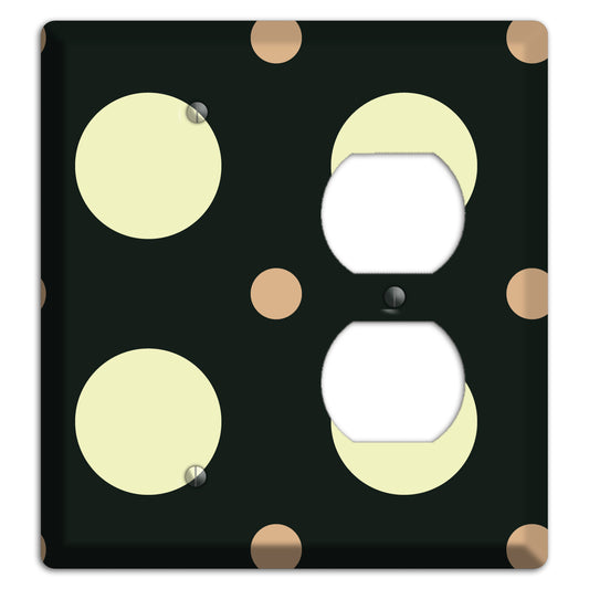 Black with Yellow and Mauve Multi Medium Polka Dots Blank / Duplex Wallplate