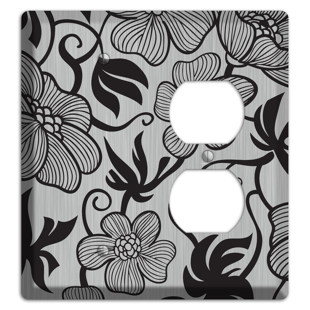 Stainless Steel with Black Tropical Blank / Duplex Wallplate