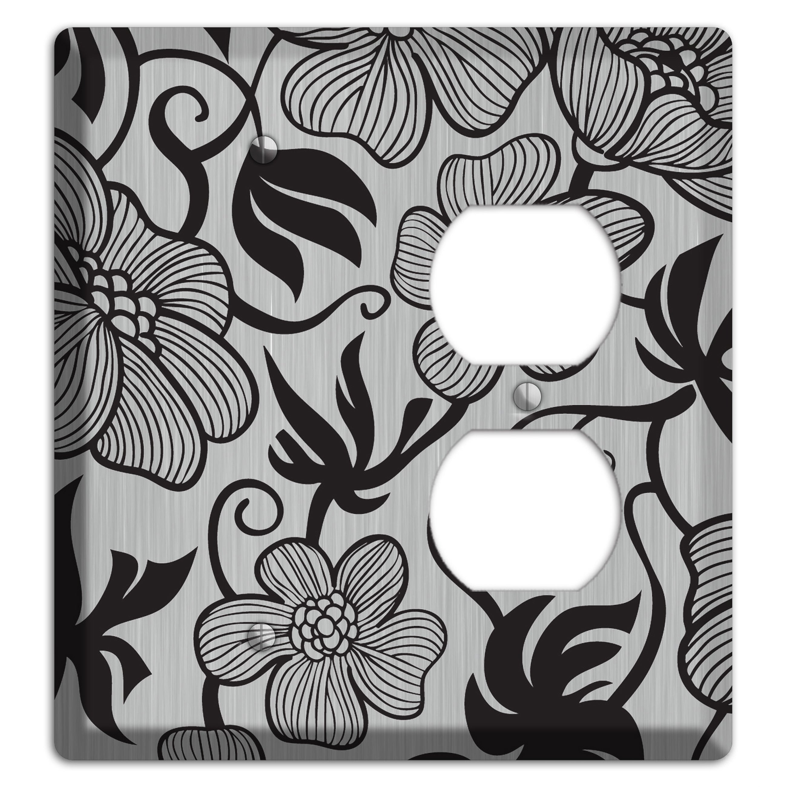 Stainless with Black Tropical Blank / Duplex Wallplate