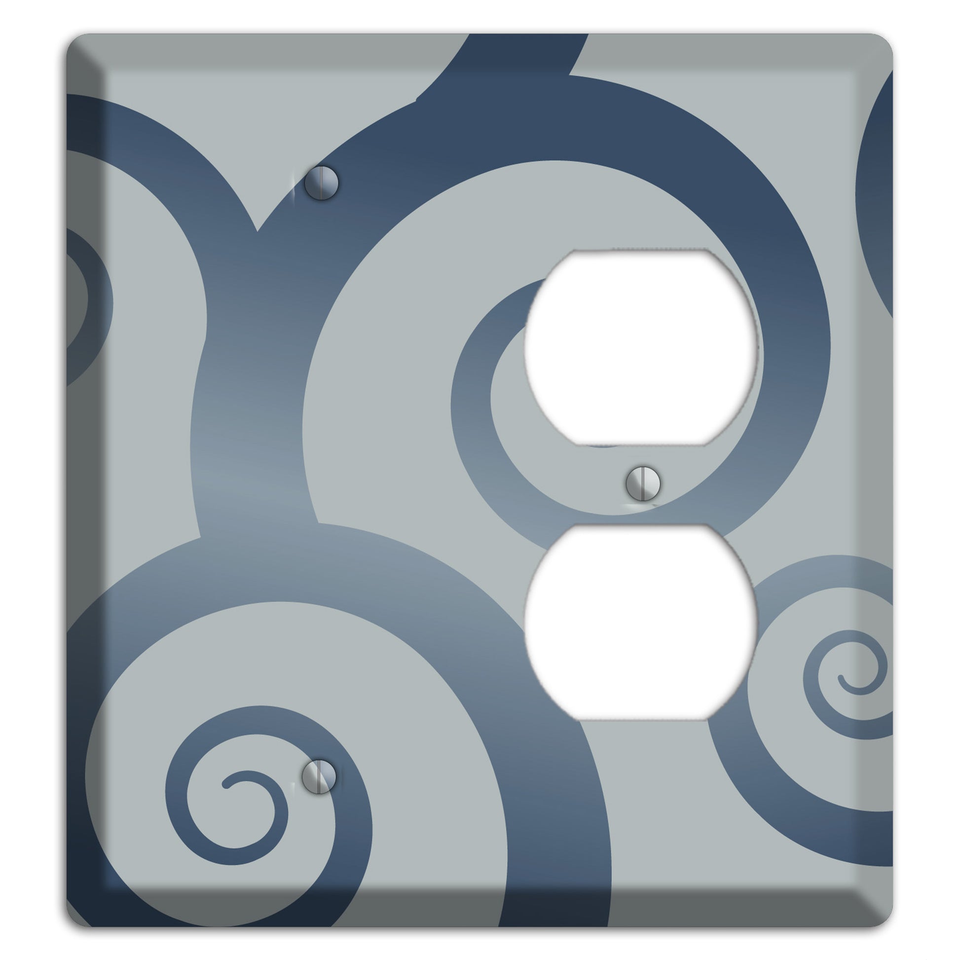 Grey with Blue Large Swirl Blank / Duplex Wallplate