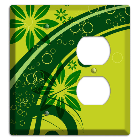 Green Retro Floral Blank / Duplex Wallplate