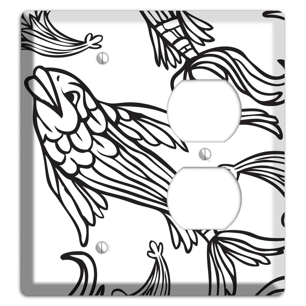 White and Black Koi Blank / Duplex Wallplate