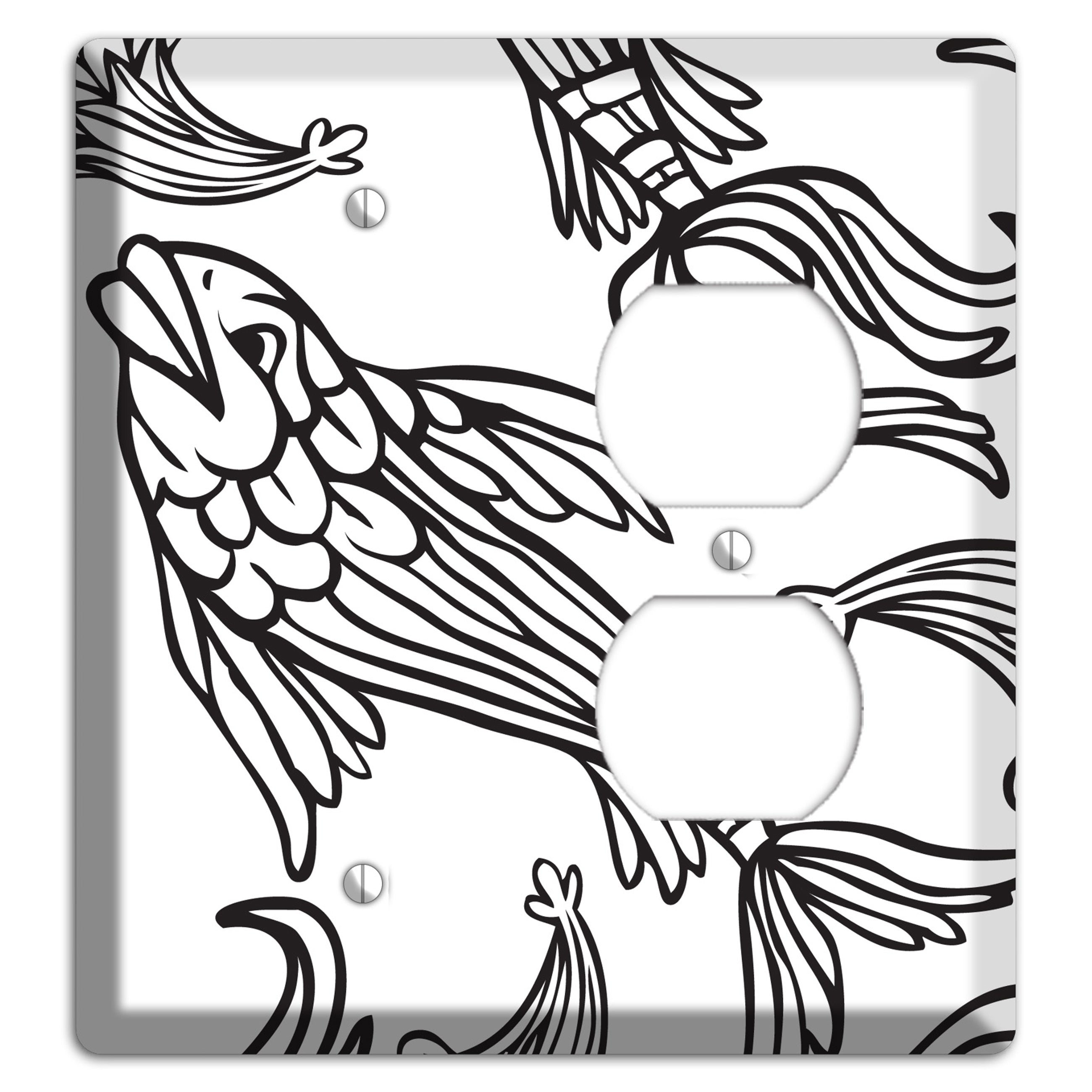 White and Black Koi Blank / Duplex Wallplate