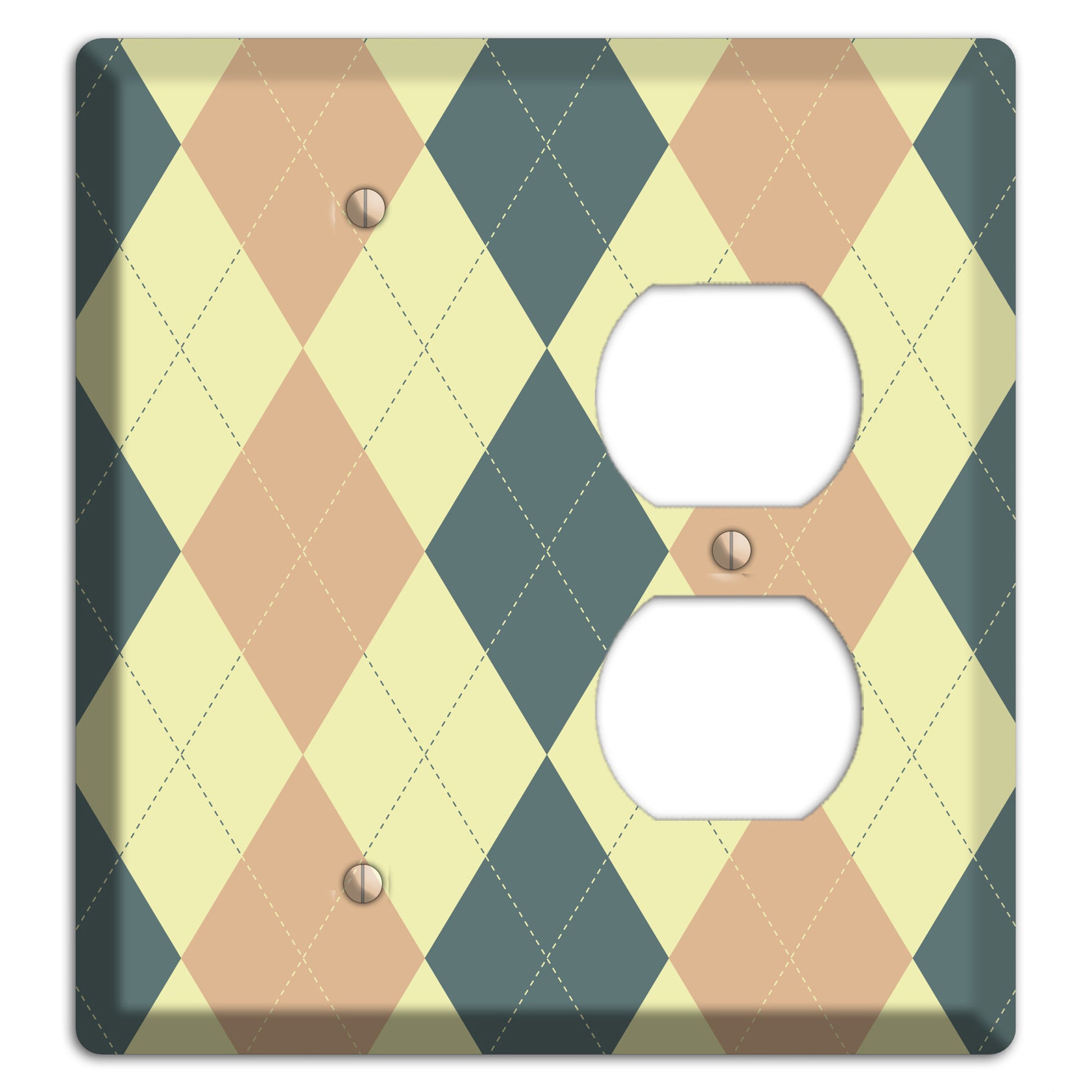 Yellow and Beige Argyle Blank / Duplex Wallplate