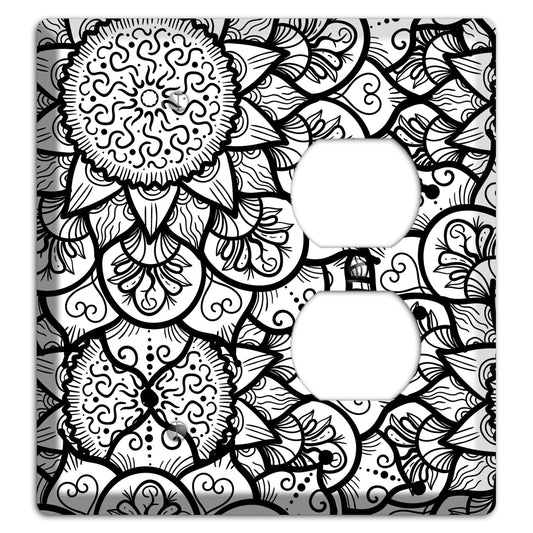 Mandala Black and White Style W Cover Plates Blank / Duplex Wallplate