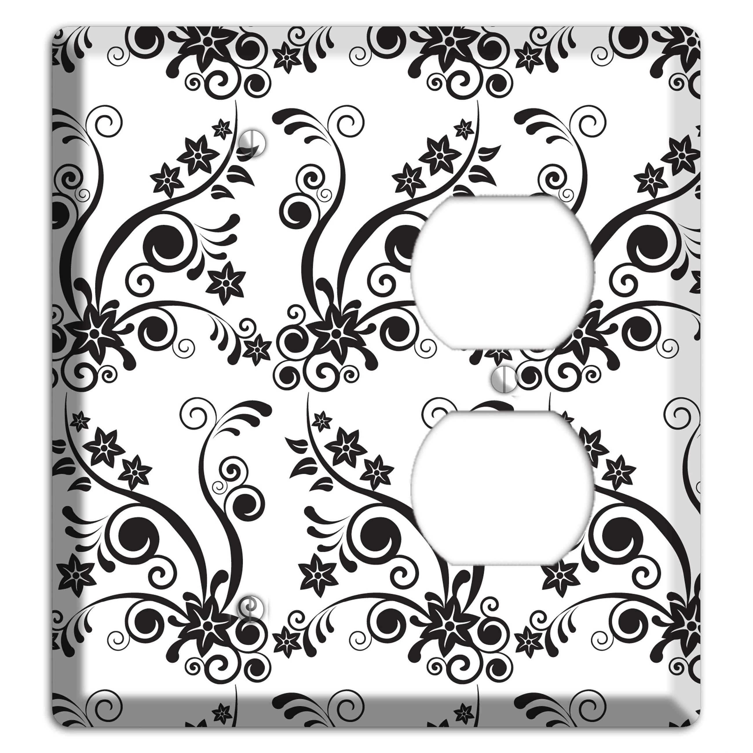 Scrolled Floral Toile Blank / Duplex Wallplate