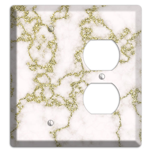 White and Gold Marble Shatter Blank / Duplex Wallplate