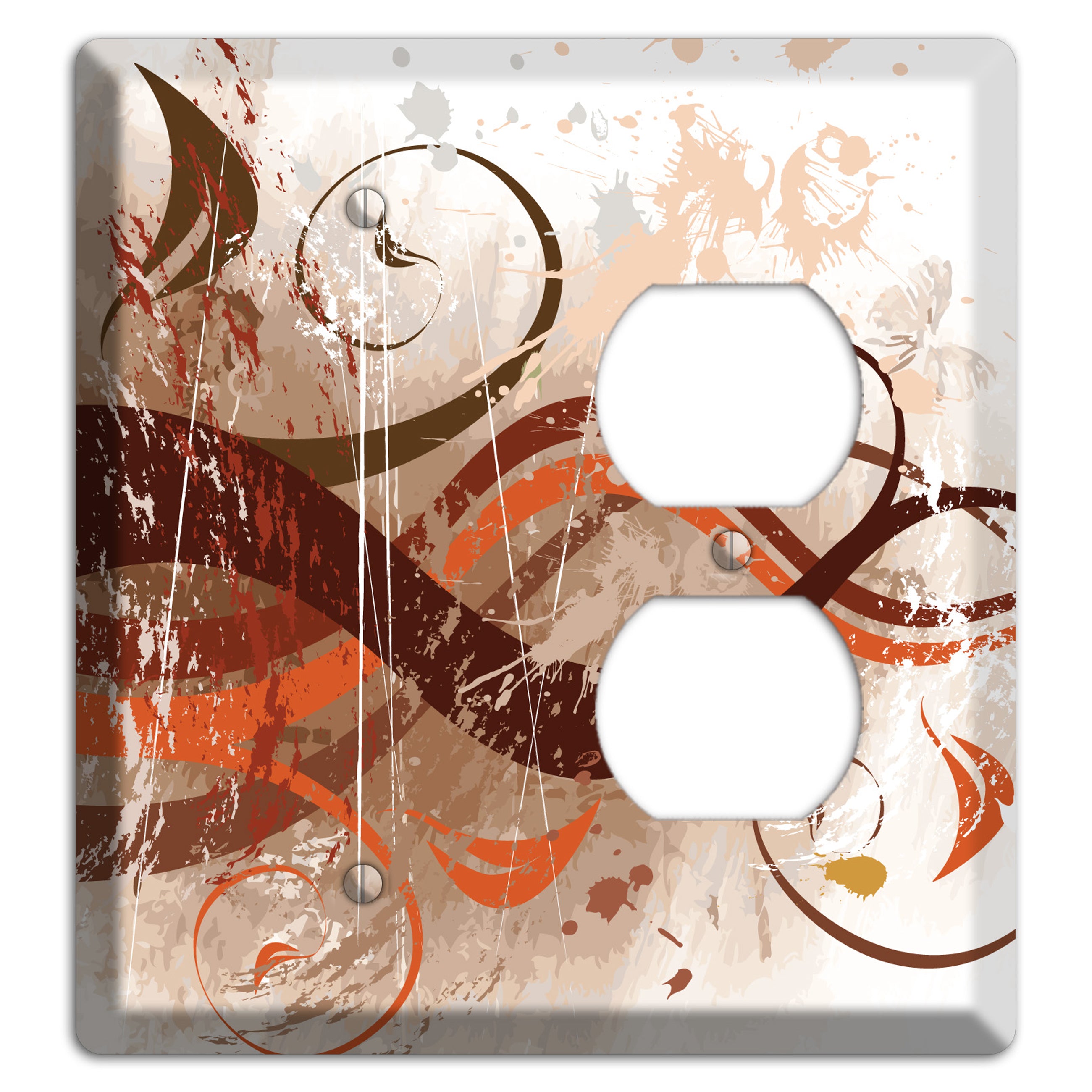 Brown Maroon Orange Swirl and Splatter Blank / Duplex Wallplate