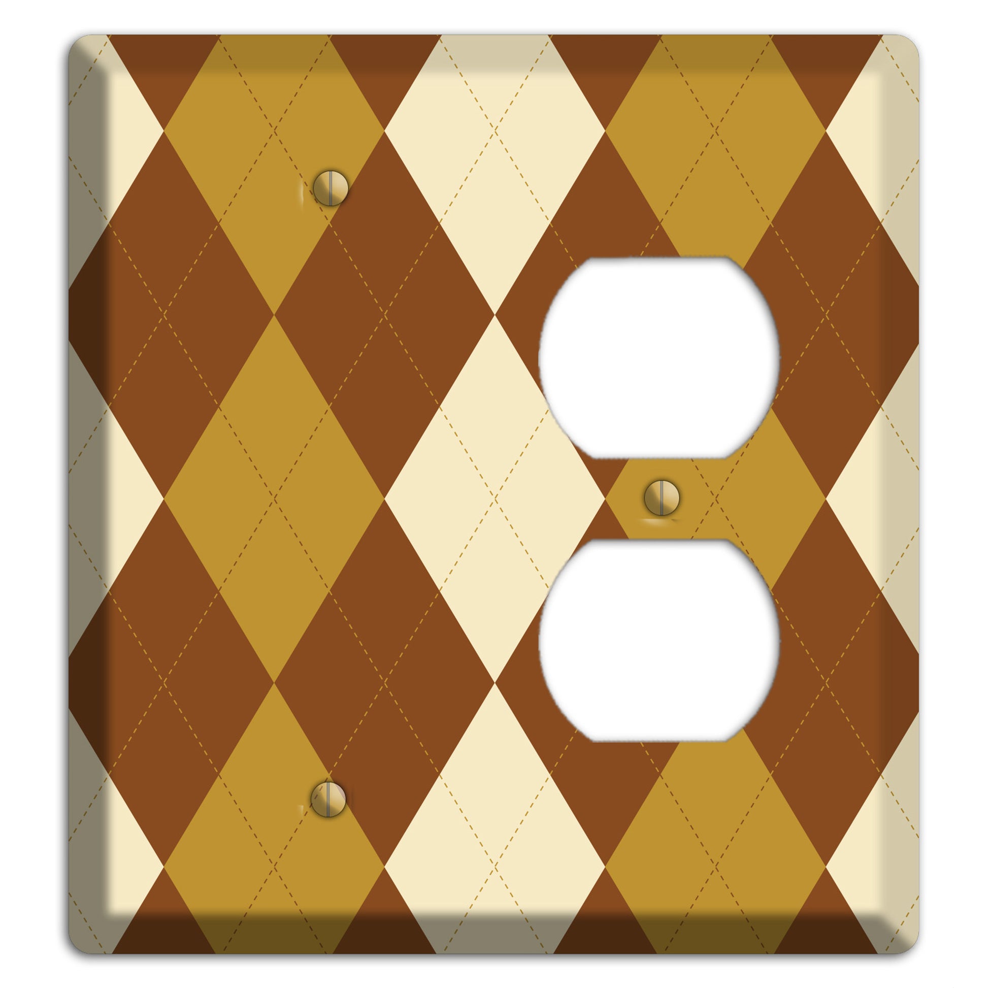 Multi Brown Argyle Blank / Duplex Wallplate