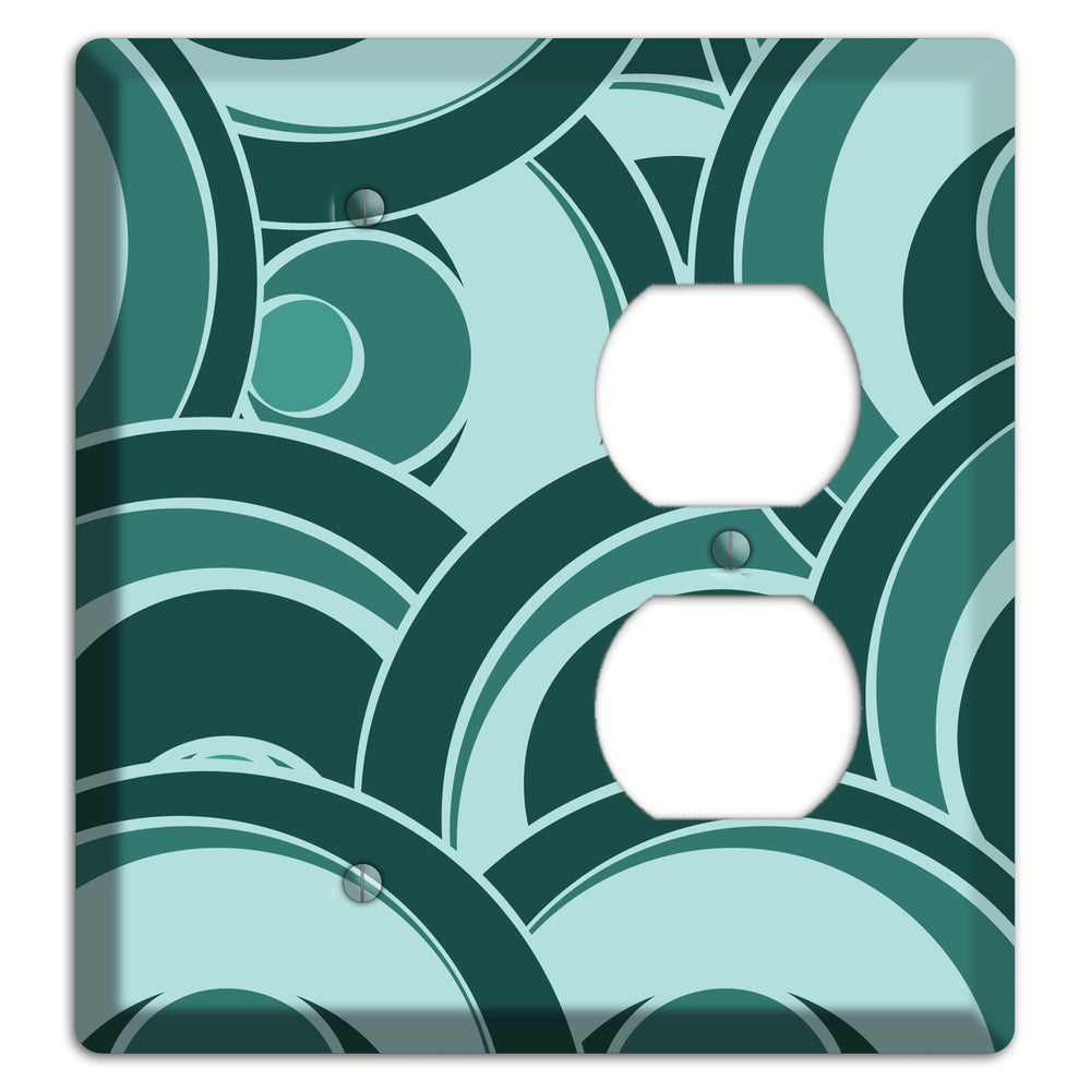 Blue-green Deco Circles Blank / Duplex Wallplate