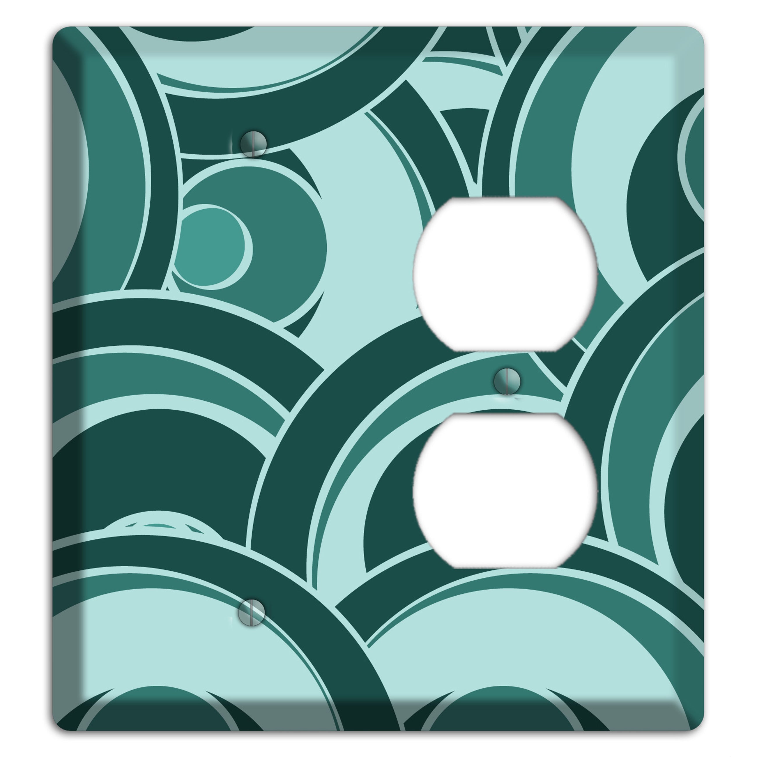 Blue-green Deco Circles Blank / Duplex Wallplate