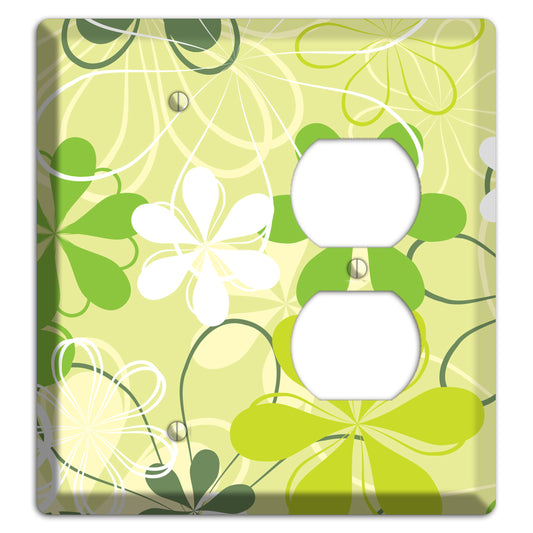 Green Retro Flowers Blank / Duplex Wallplate
