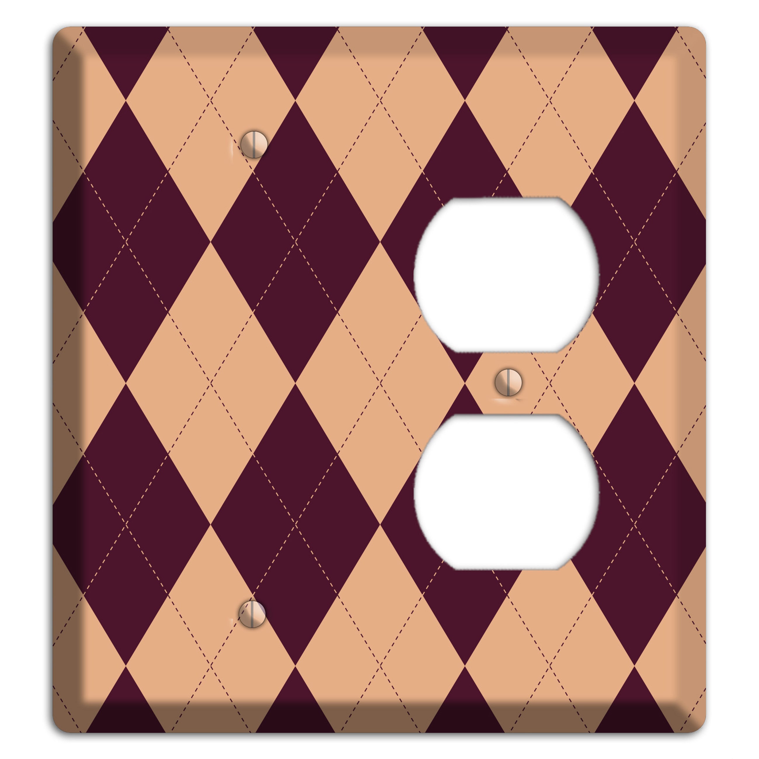 Purple and Beige Argyle Blank / Duplex Wallplate