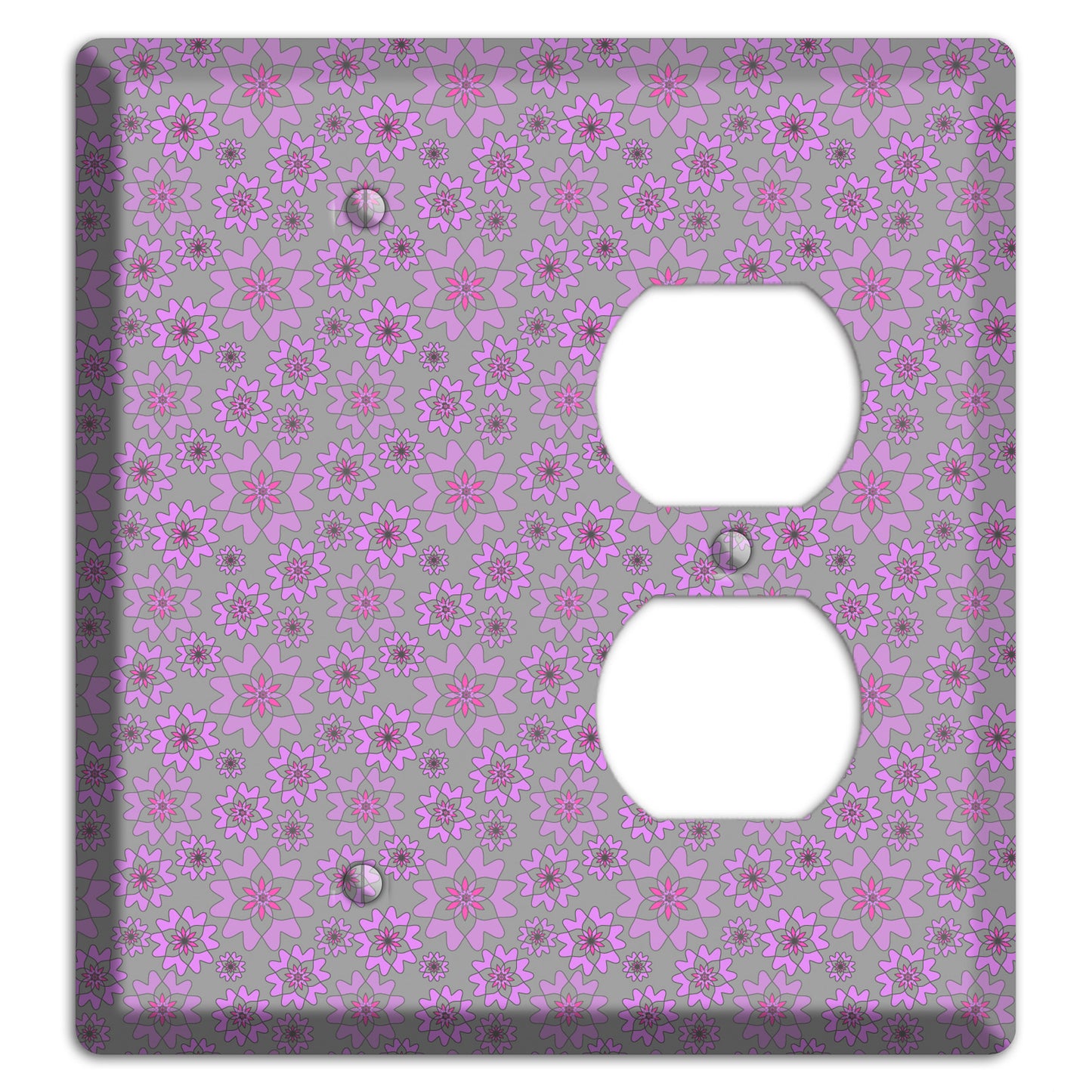 Grey with Tiny Purple Retro Suzani Blank / Duplex Wallplate