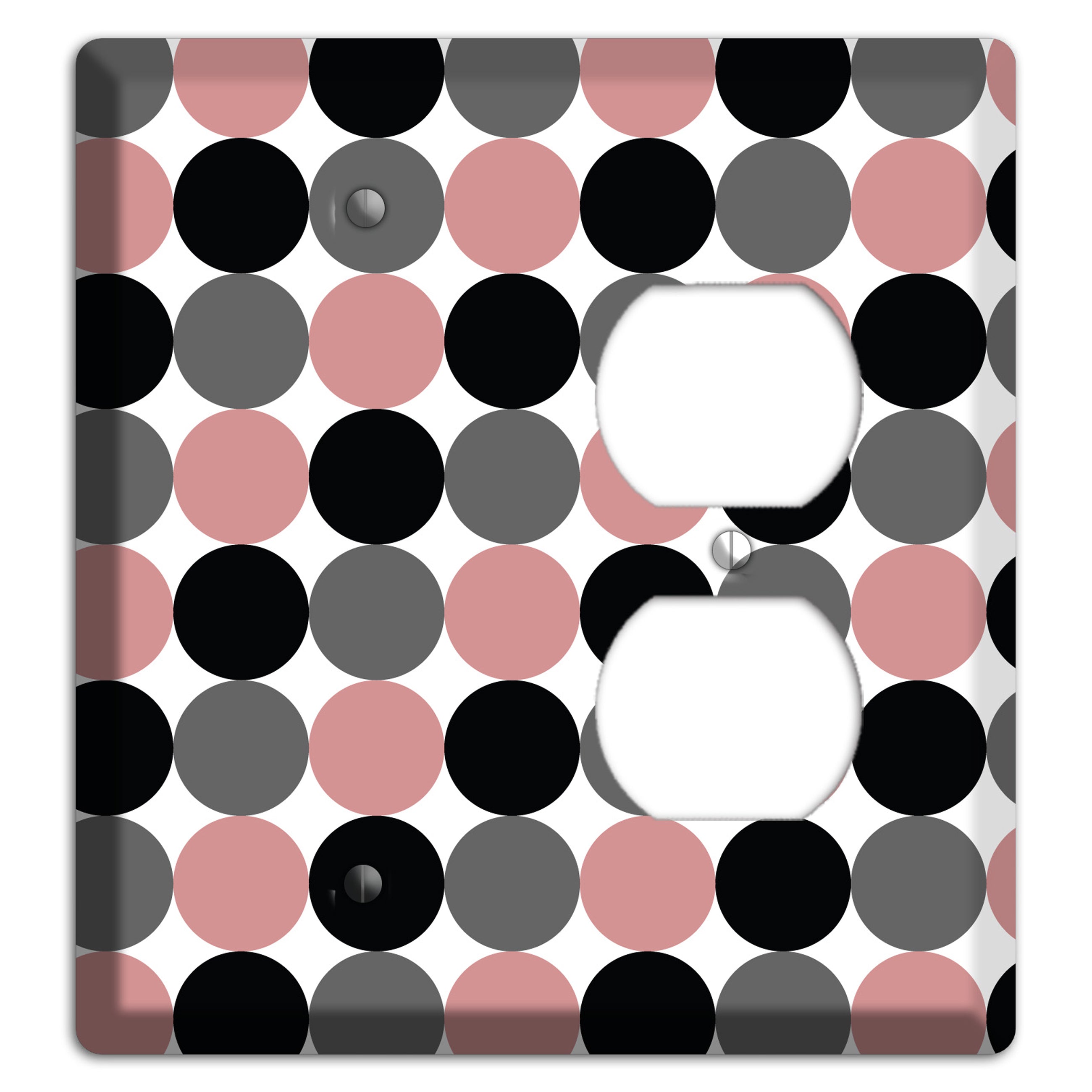 Grey Pink Black Tiled Dots Blank / Duplex Wallplate