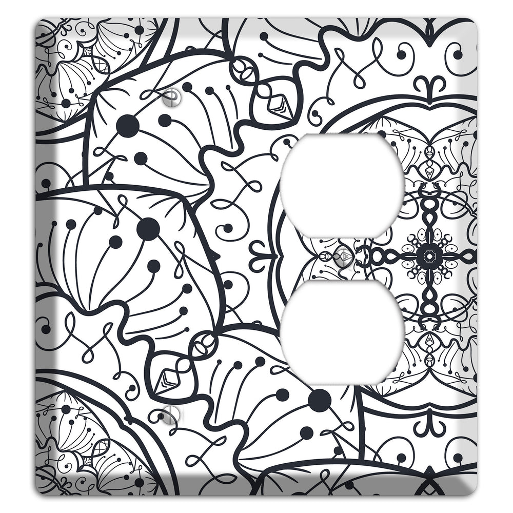 Mandala Black and White Style M Cover Plates Blank / Duplex Wallplate