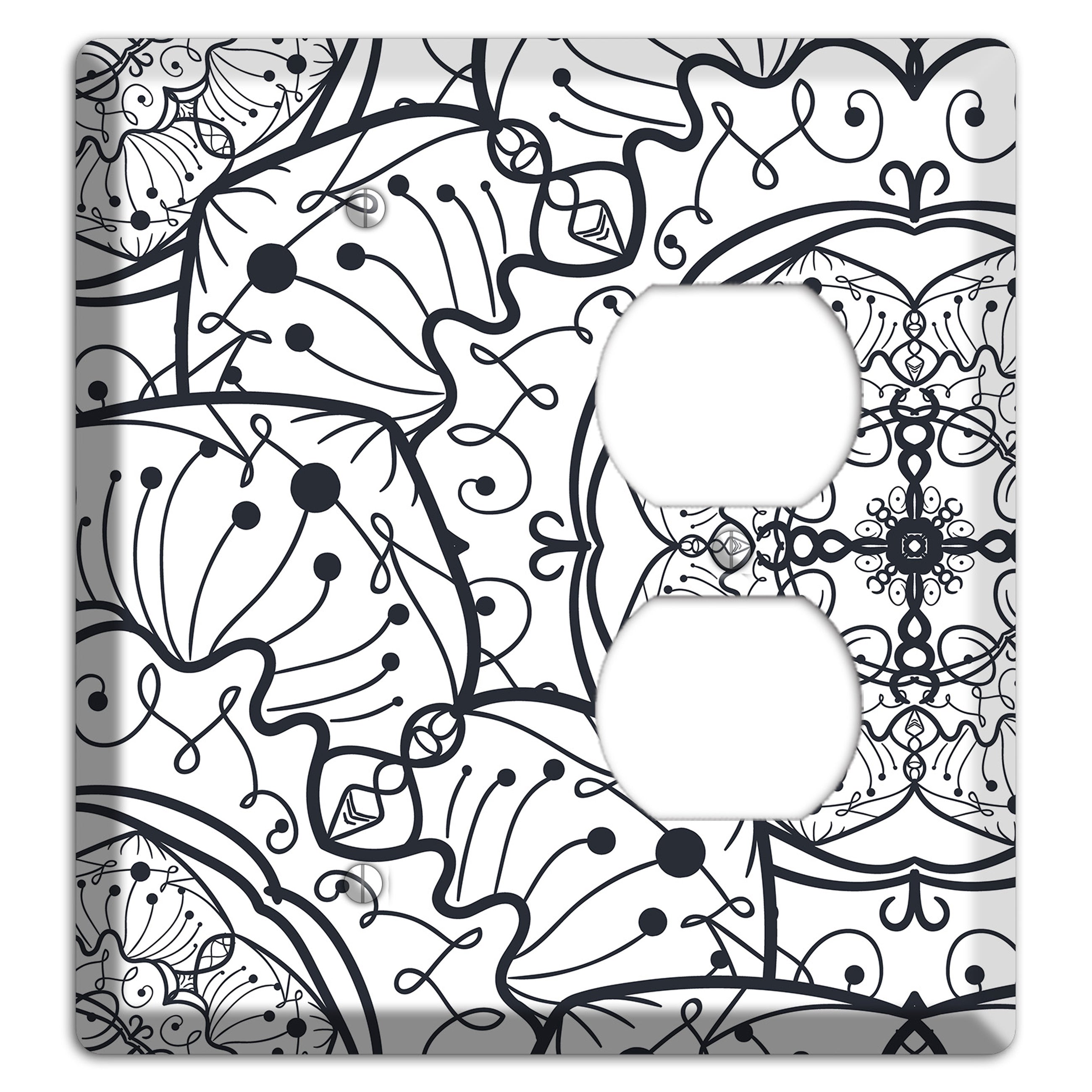 Mandala Black and White Style M Cover Plates Blank / Duplex Wallplate