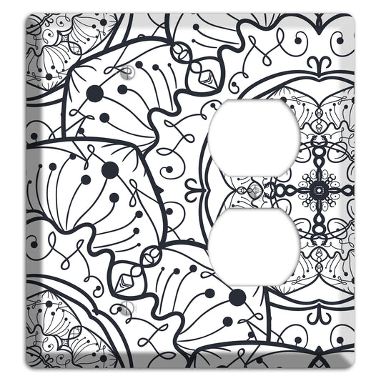 Mandala Black and White Style M Cover Plates Blank / Duplex Wallplate