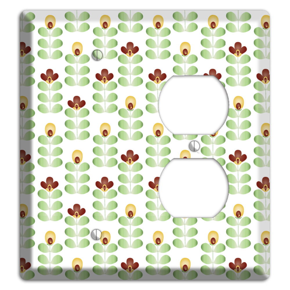 Light Green Deco Floral Half Drop Blank / Duplex Wallplate