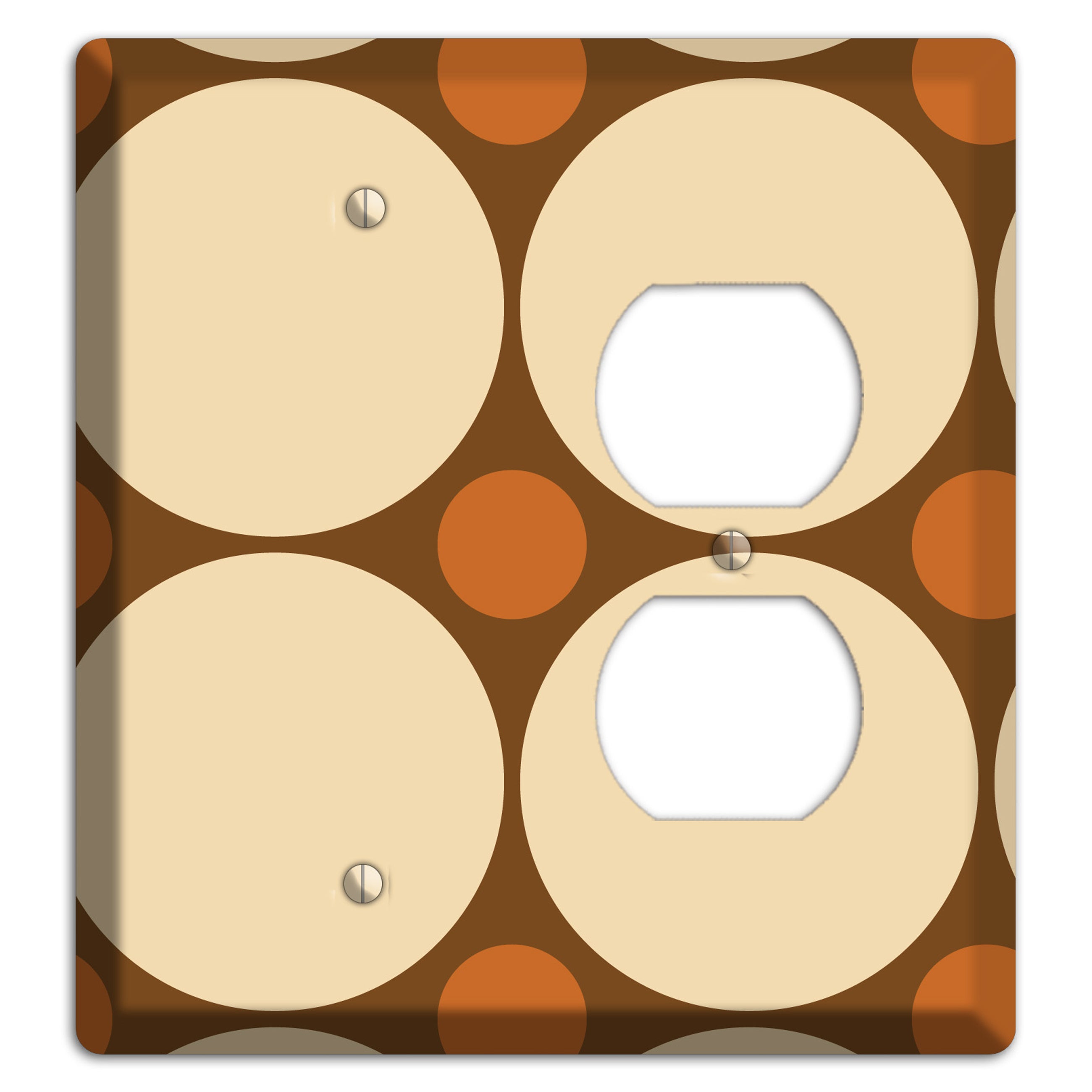 Brown with Beige and Umber Multi Tiled Large Dots Blank / Duplex Wallplate