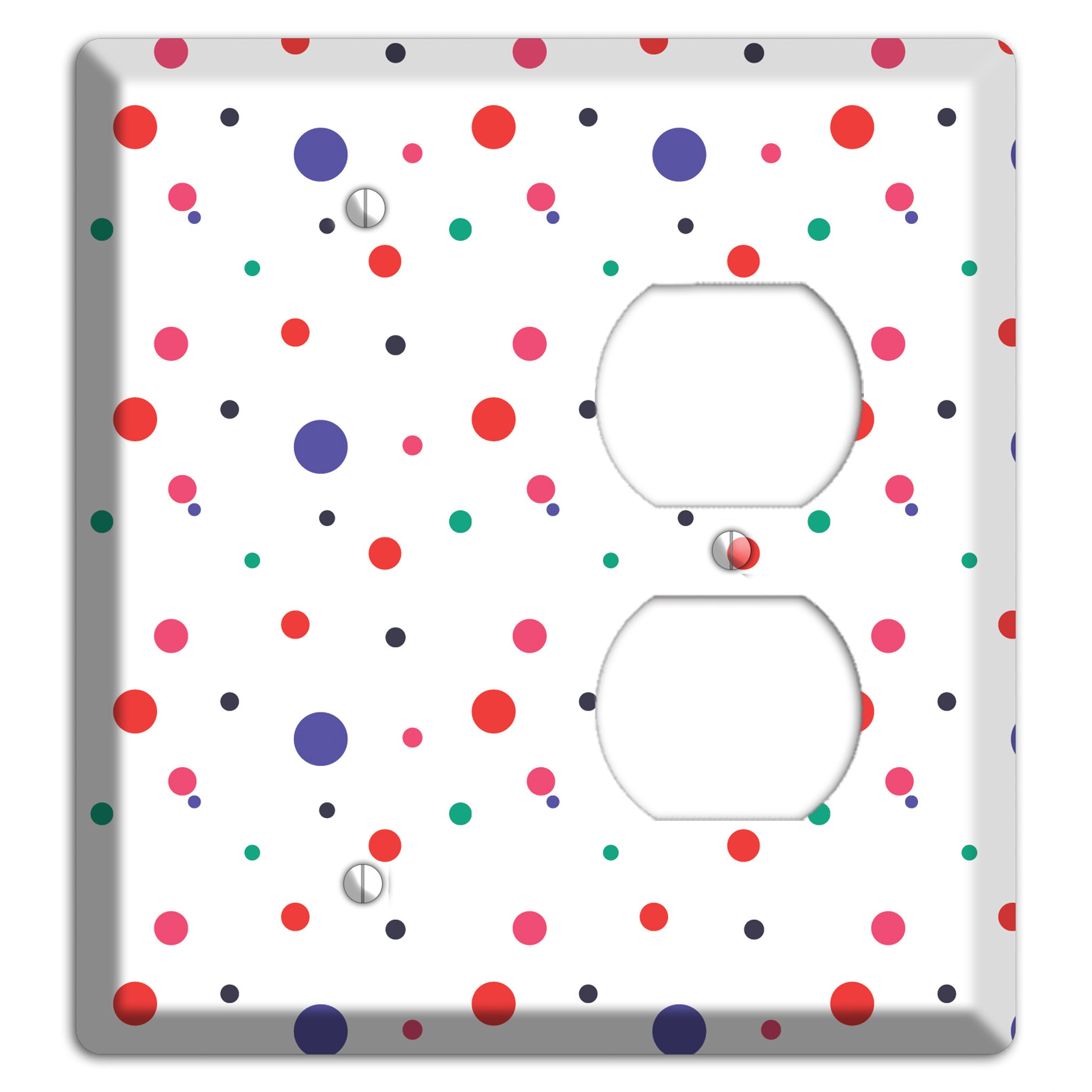 White with Multi Color Small Dots Blank / Duplex Wallplate
