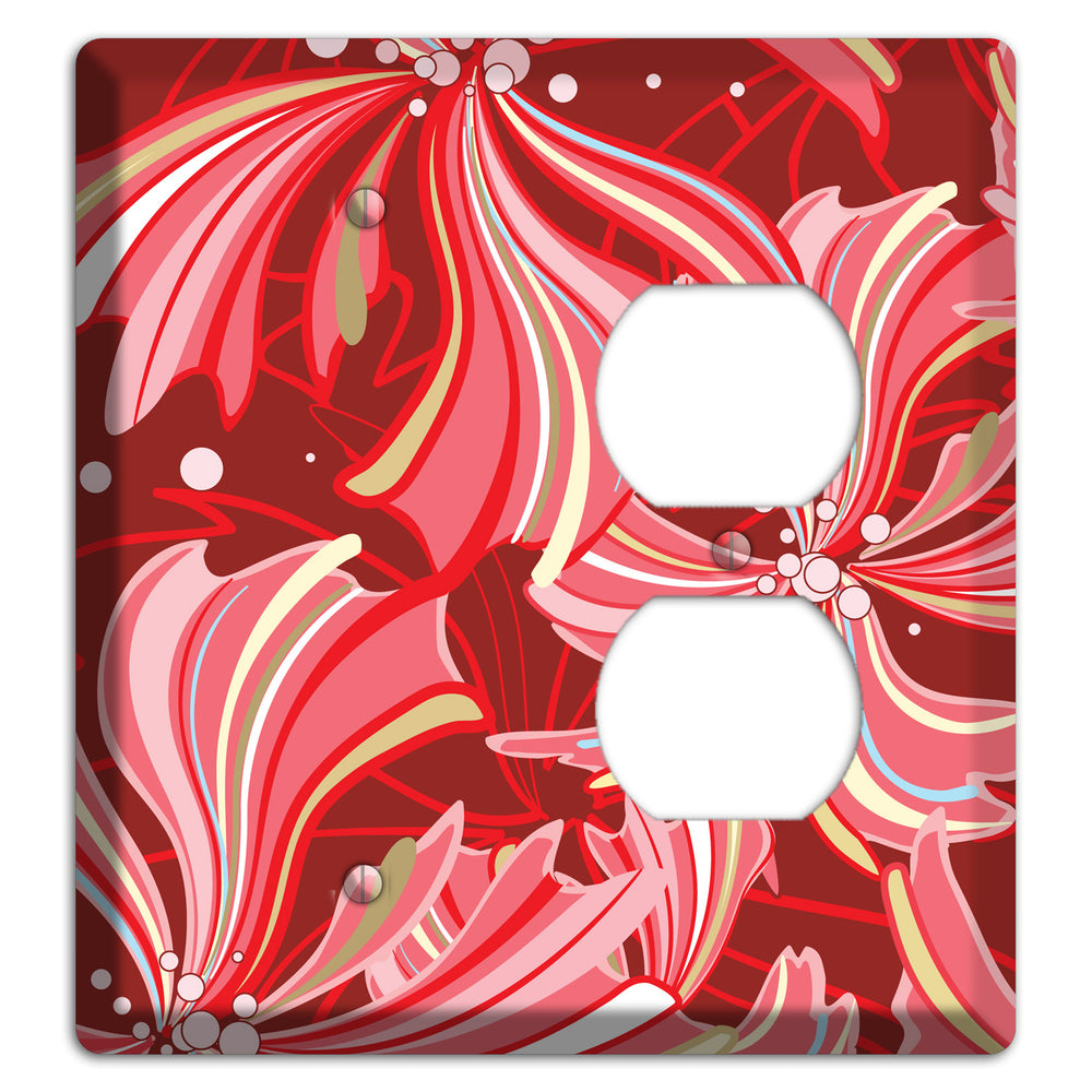 Red Deco Blossoms Blank / Duplex Wallplate
