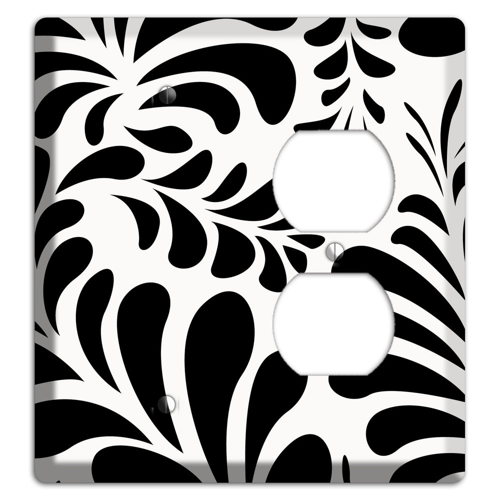 White with Black Herati Blank / Duplex Wallplate
