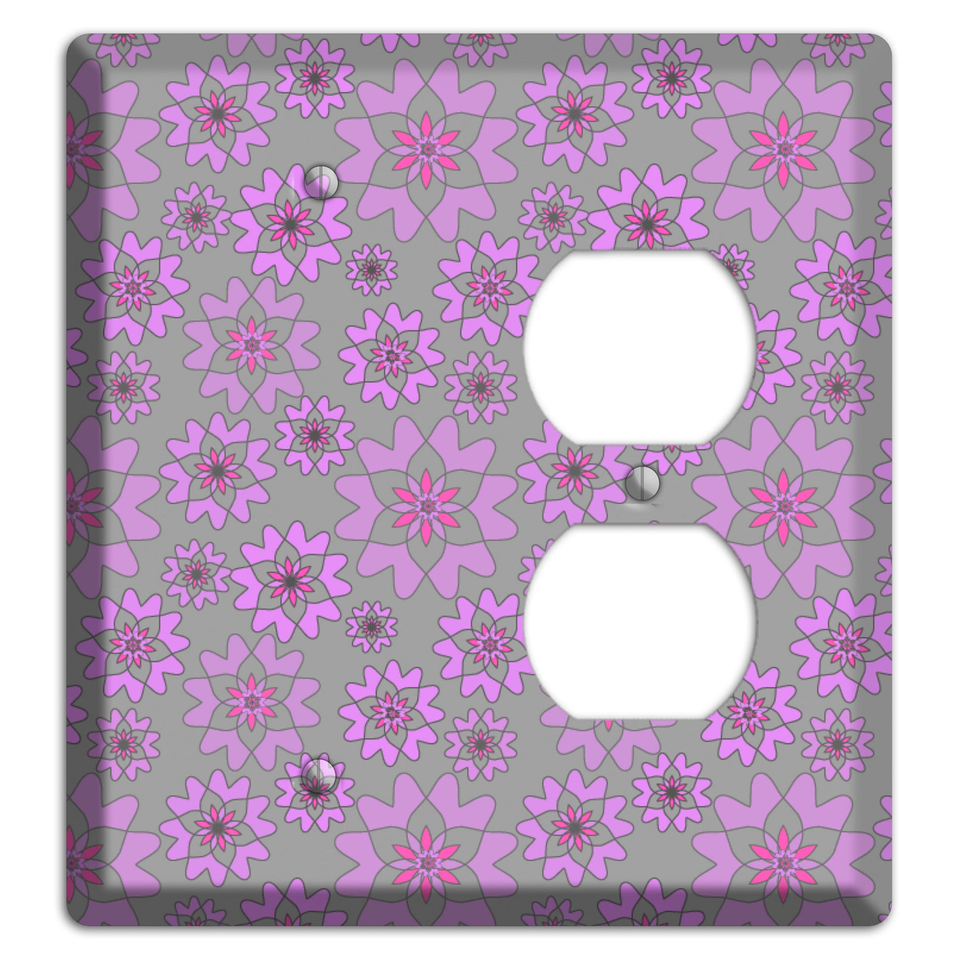 Grey with Purple Retro Suzani Blank / Duplex Wallplate