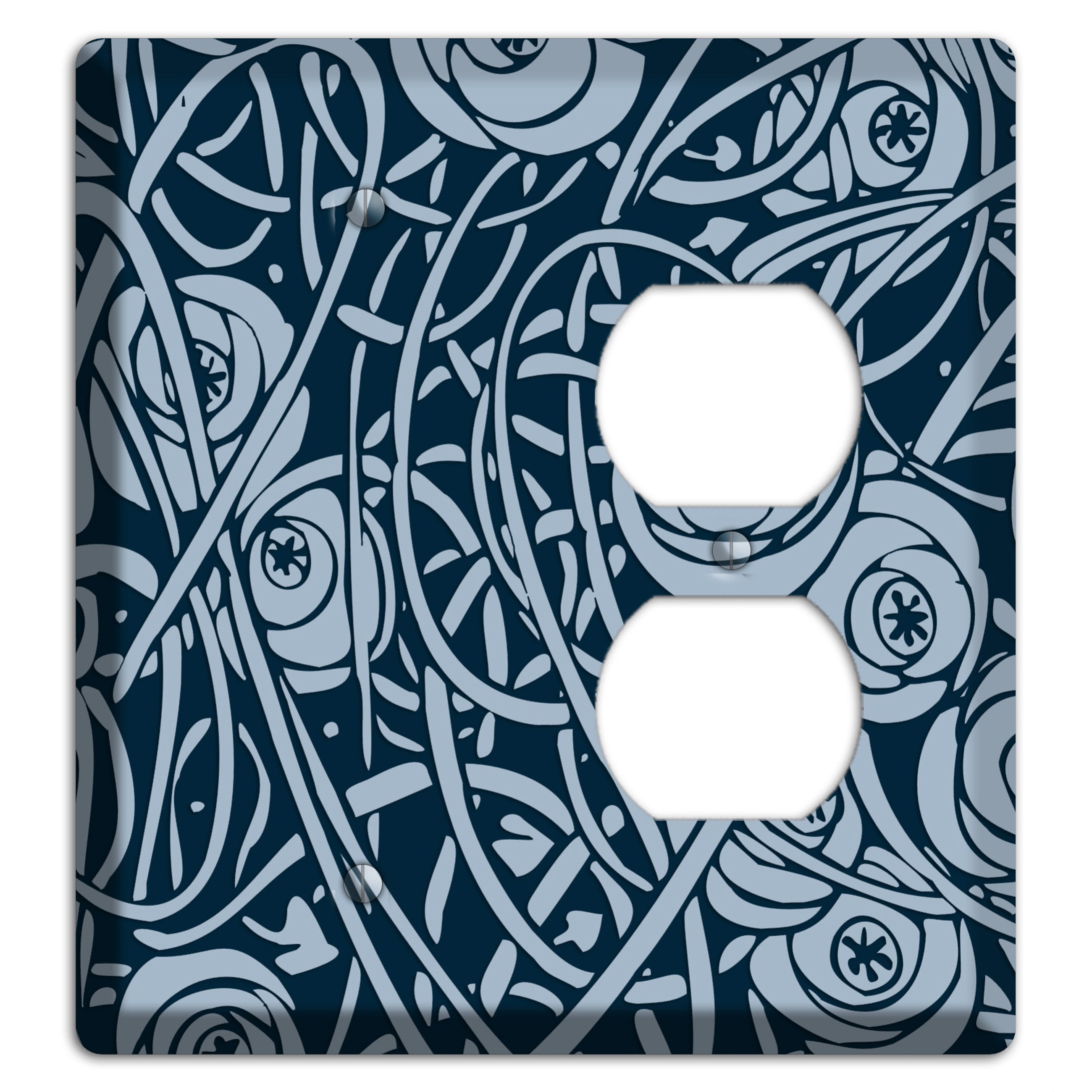 Navy Abstract Floral Blank / Duplex Wallplate