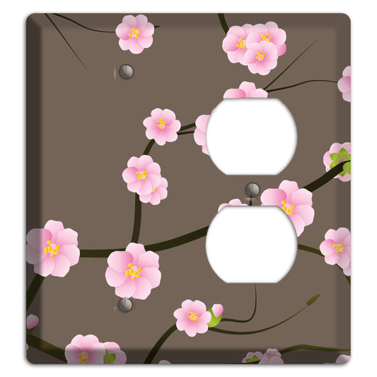 Pink and Brown Cherry Blossoms Blank / Duplex Wallplate