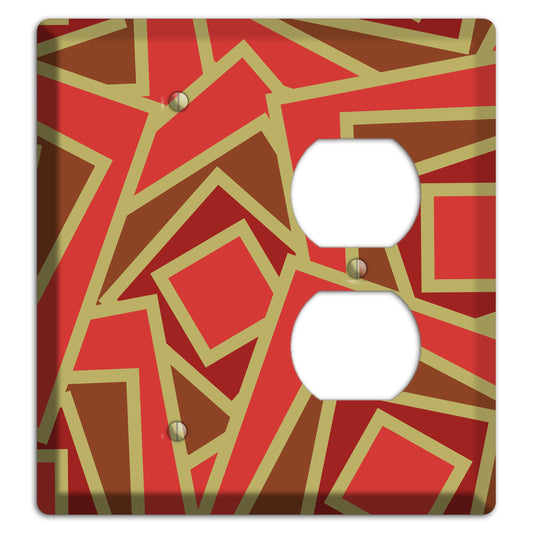 Red and Brown Retro Cubist Blank / Duplex Wallplate