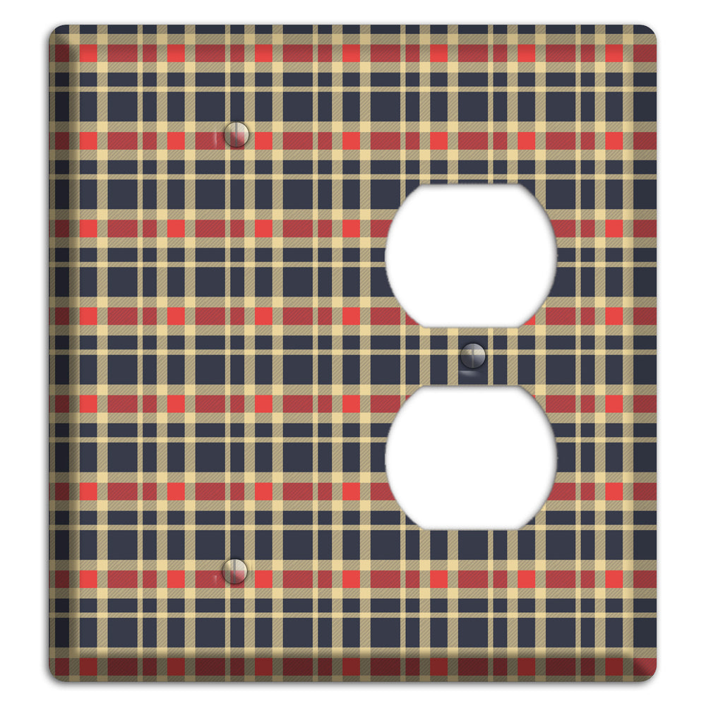 Maroon and Black Plaid 2 Blank / Duplex Wallplate