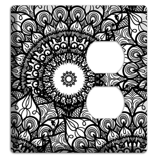 Mandala Black and White Style V Cover Plates Blank / Duplex Wallplate