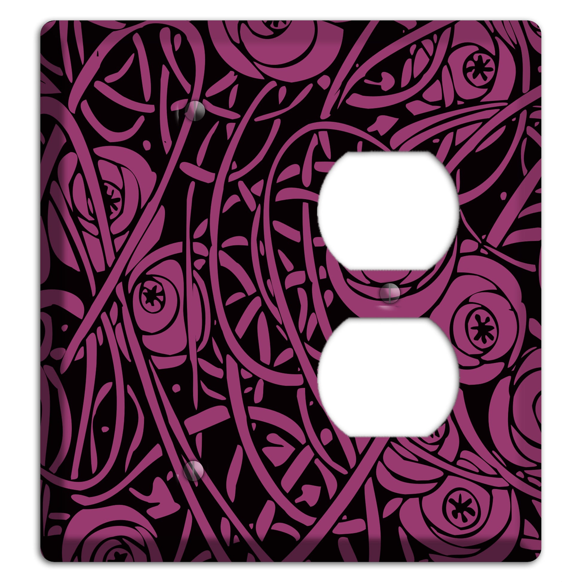 Fuschia Deco Floral Blank / Duplex Wallplate