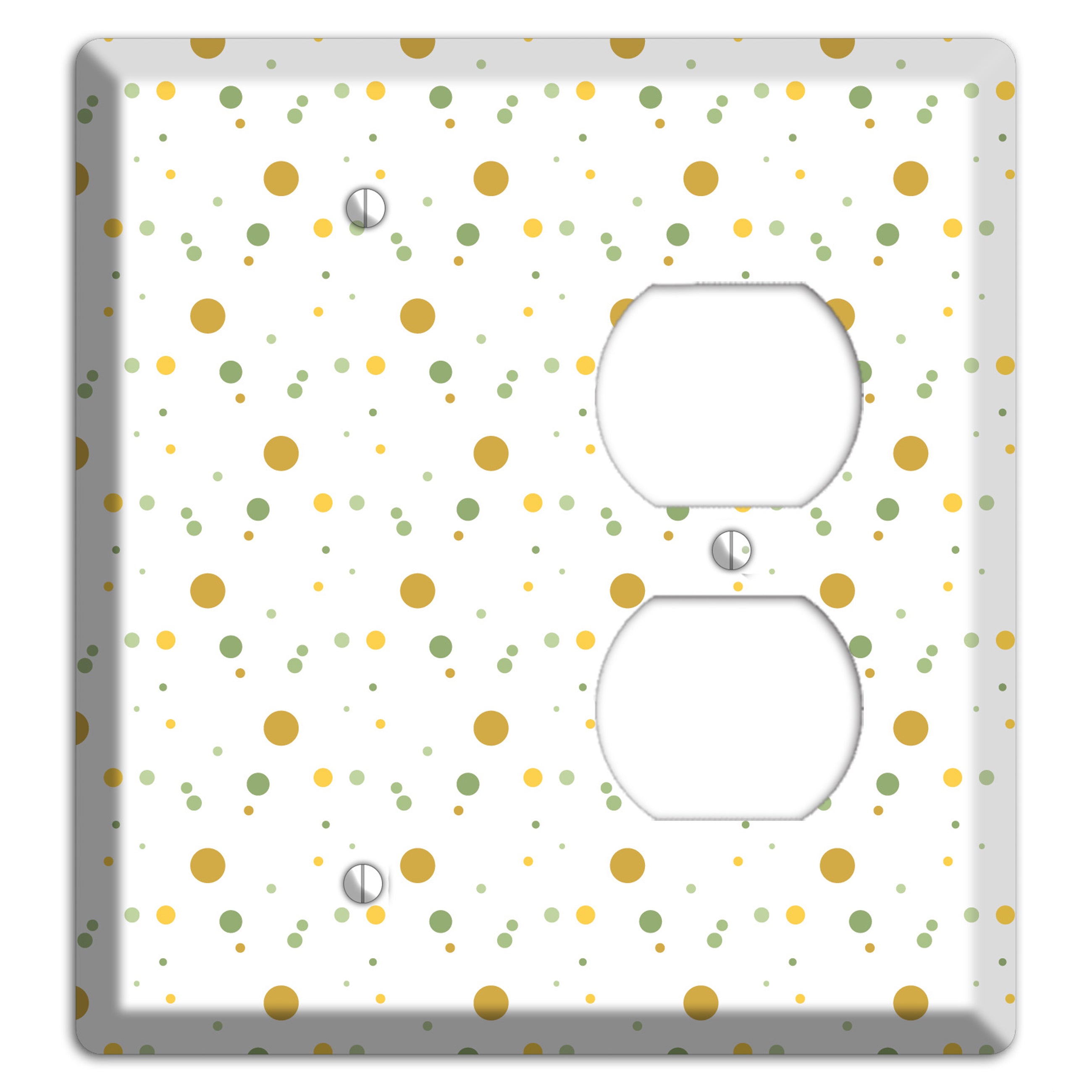 White with Multi Olive Tiny Dots Blank / Duplex Wallplate