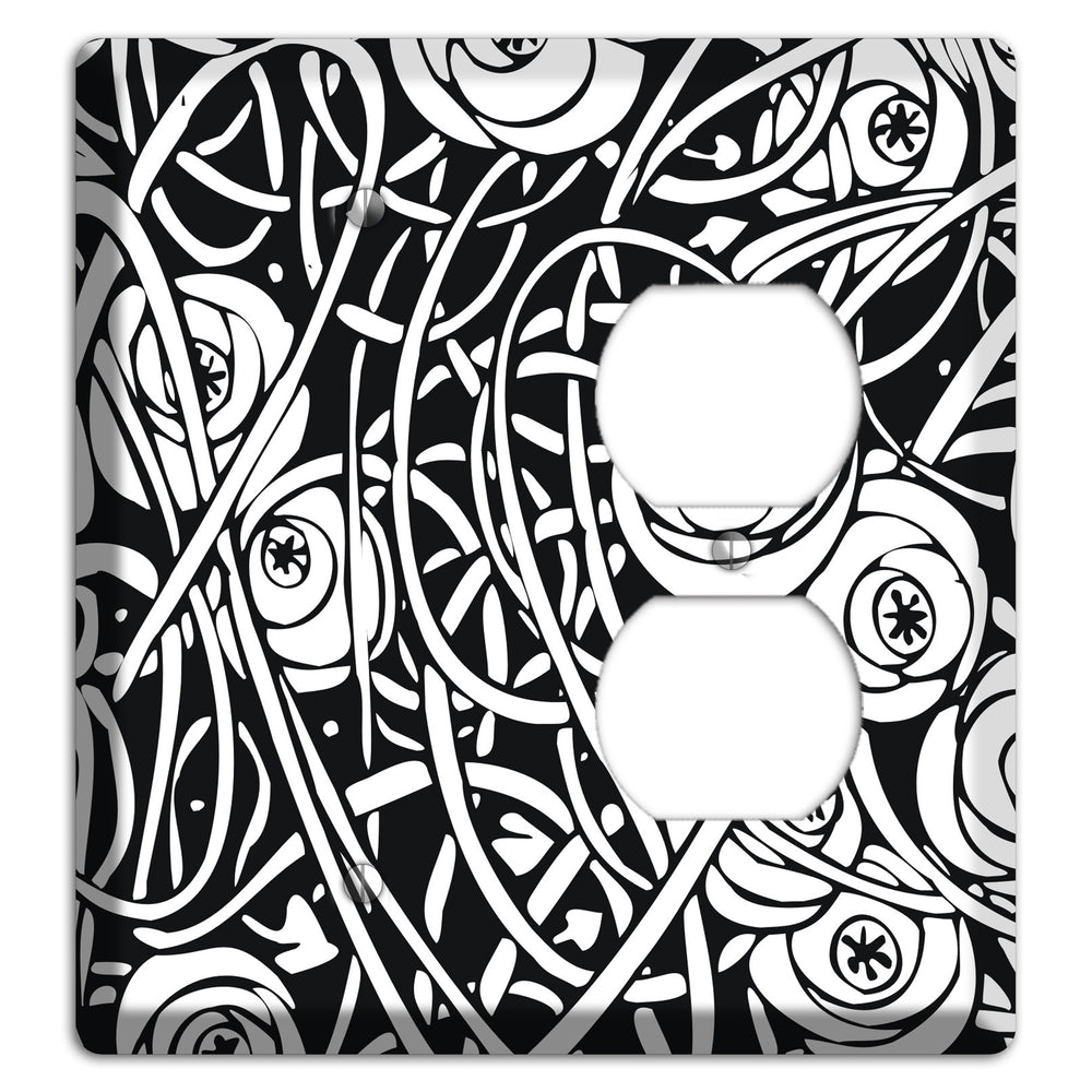 Black and White Deco Floral Blank / Duplex Wallplate