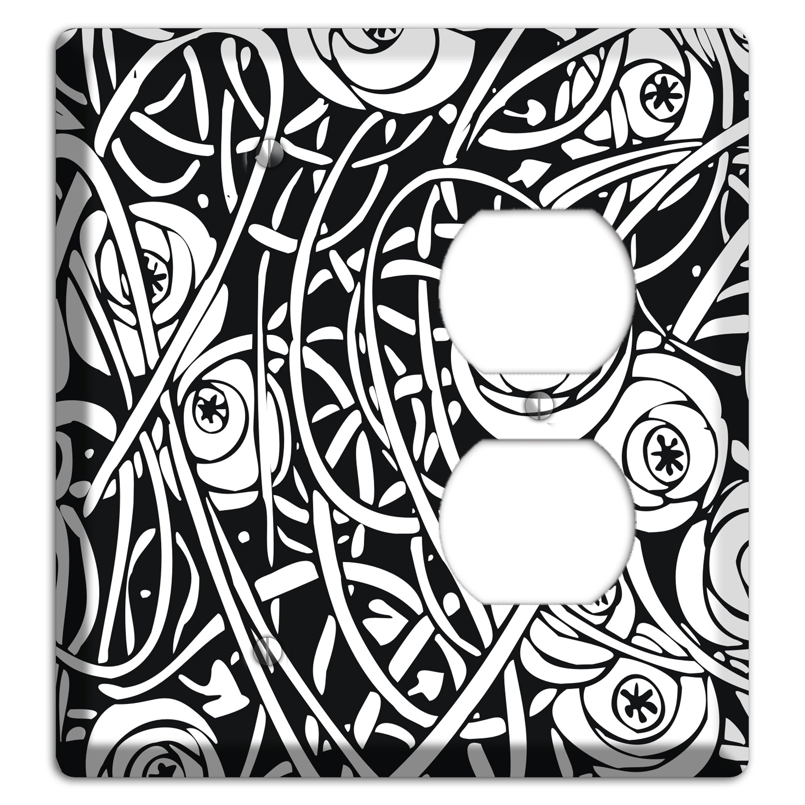 Black and White Deco Floral Blank / Duplex Wallplate
