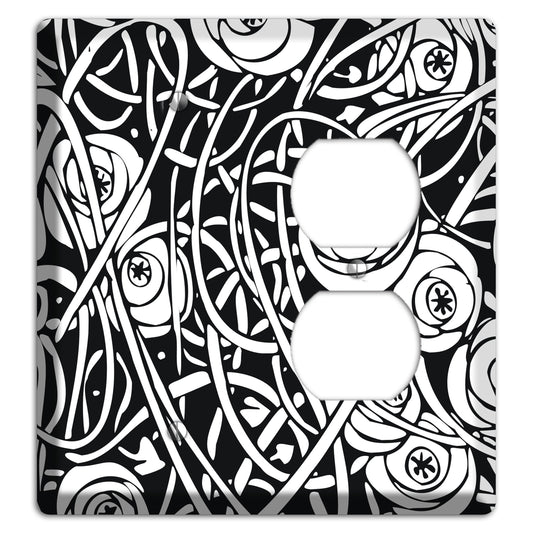 Black and White Deco Floral Blank / Duplex Wallplate